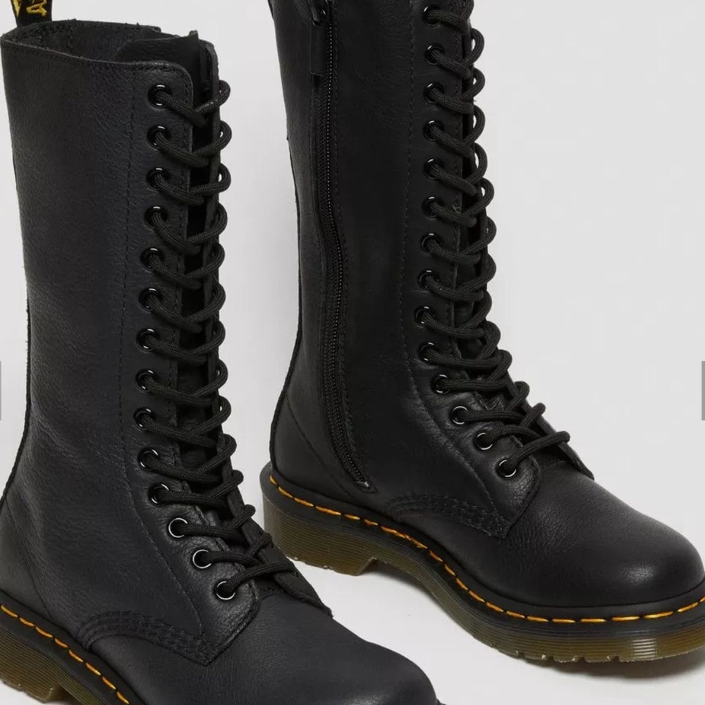 Dr. Martens Black Combat Moto Boots High-Top Lace-Up